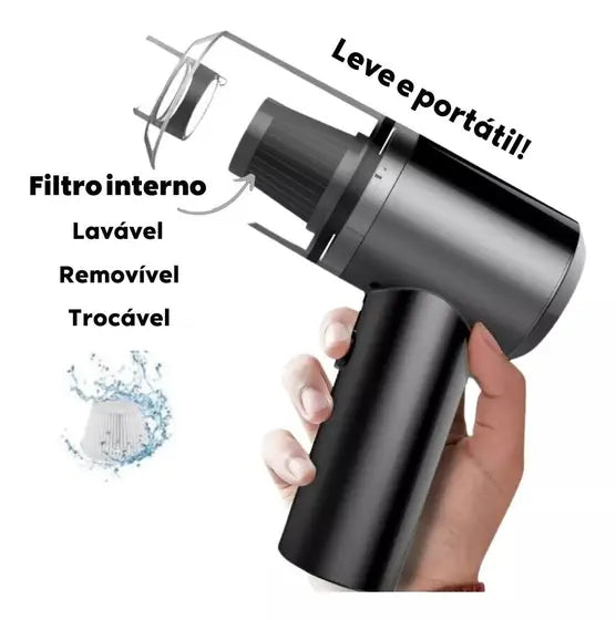 Aspirador portátil com Esterilização UV e Filtro Auto-Limpante