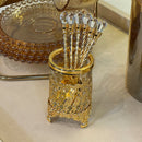 Conjunto 6 Colheres Com Suporte De Zamac Dourada - LDecor