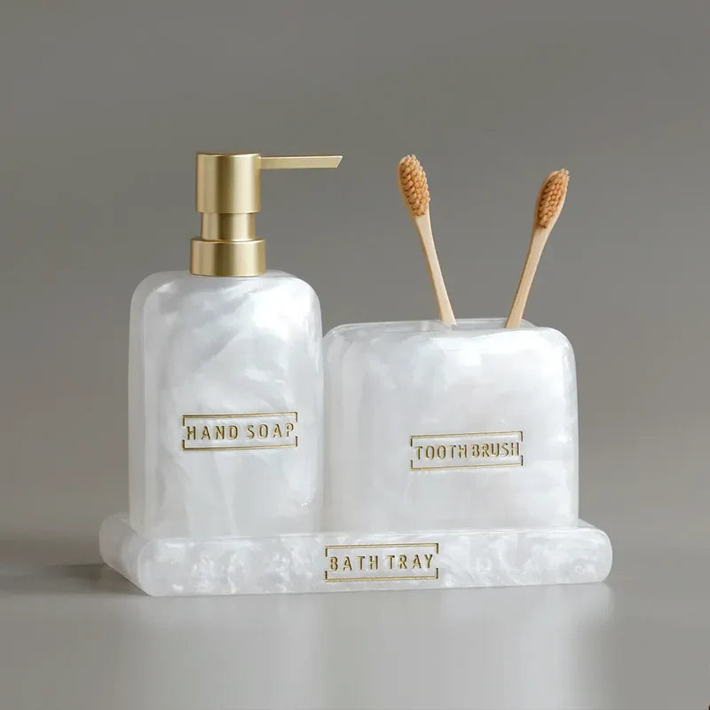 Kit Dispenser para Banheiro Branco Perolado - Tazze