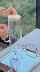 Jarra de Vidro Sense com Tampa de Bambu 1,5 Litros